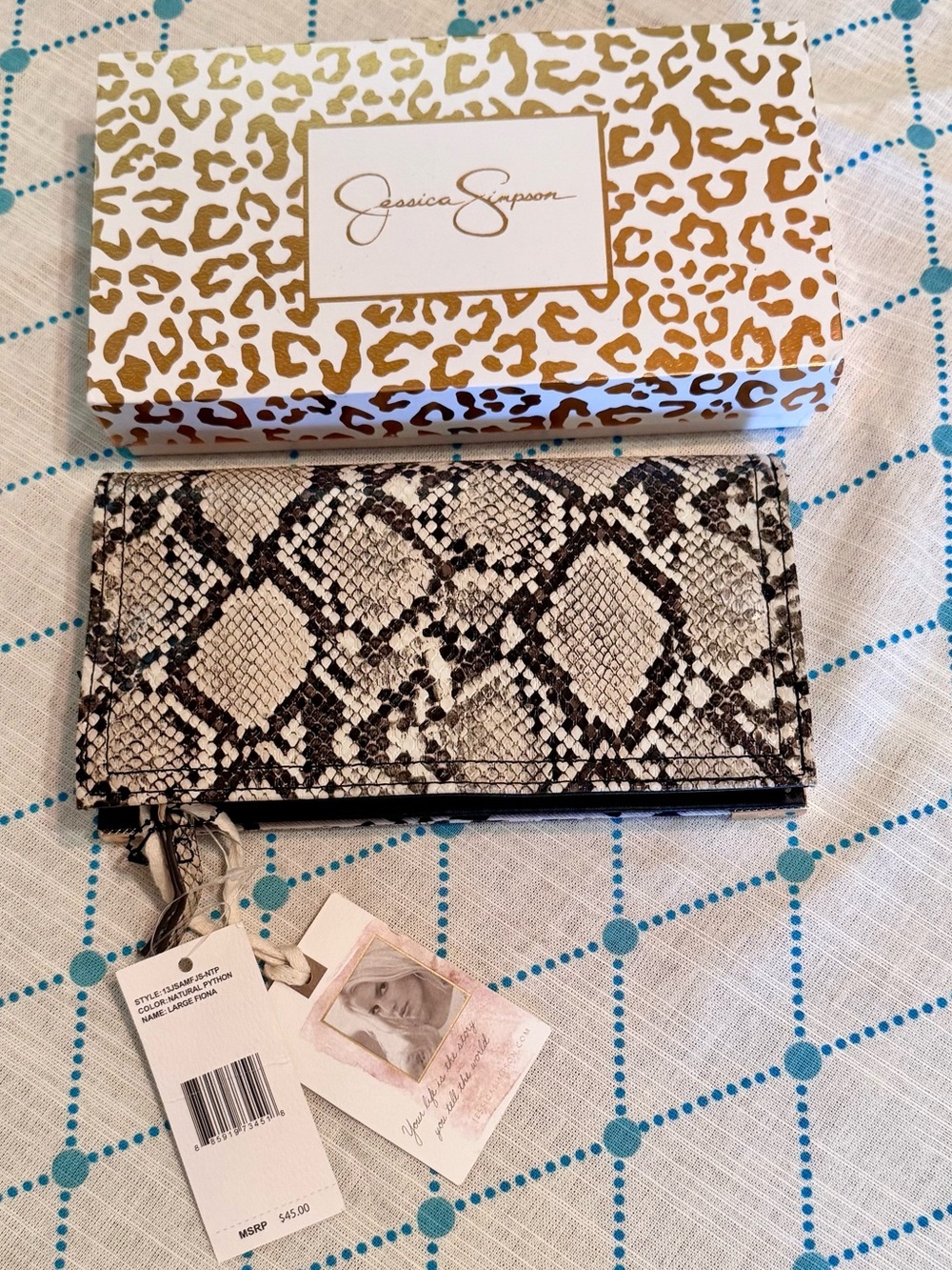 Jessica Simpson‎ python,snake,exotic clutch wristlet wallet new in box & tags💕